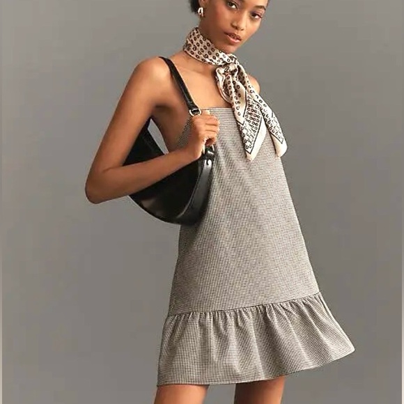 Maeve Square Neck Houndstooth Mini Dress - Picture 2 of 10